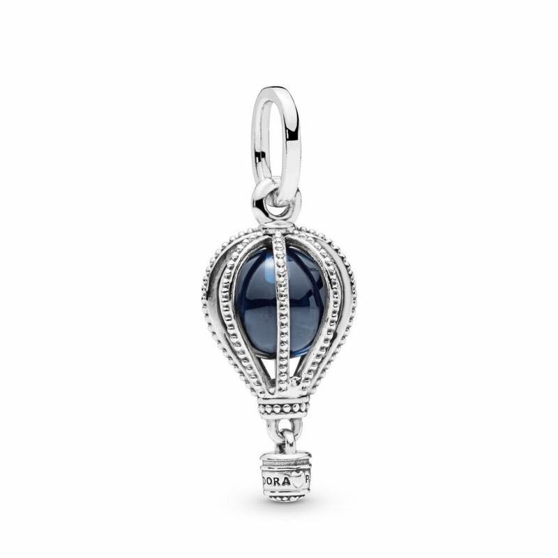 Pandora Hot Air Balloon Dangle Charm - Sterling Silver/Blue/Crystal - Canada | MG4079SD